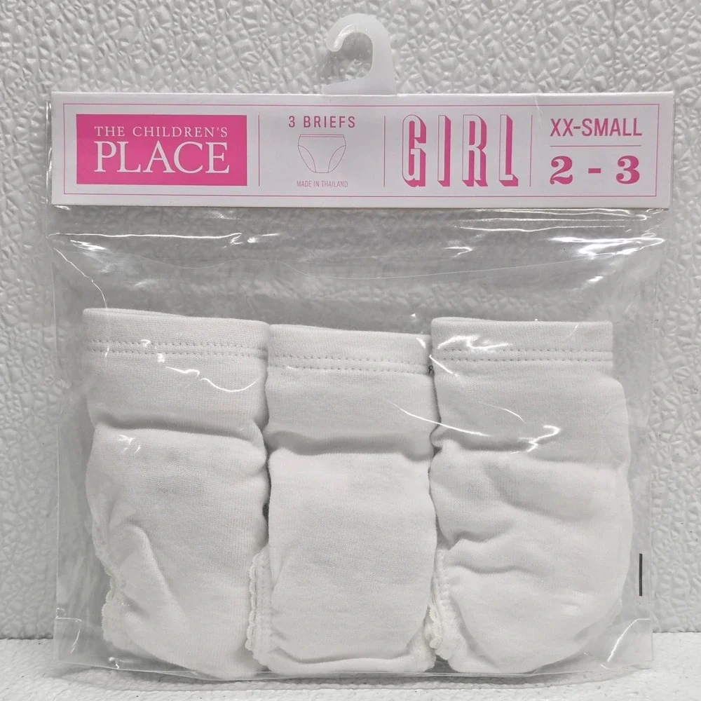 The Children's Place Girls' White Panties Underwear 3 Pack XX-Small Size 2 - 3